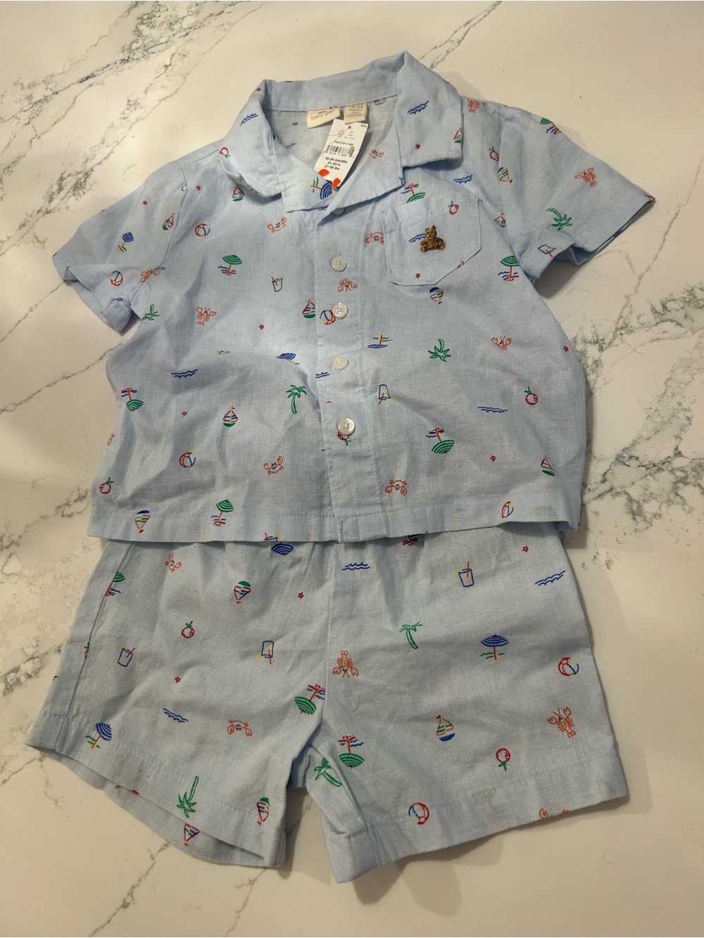Baby GAP Light Blue Beach Motif Short Sleeve Set
